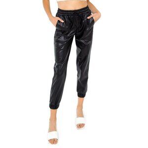 BLANKNYC Faux Leather Jogger in Black Widow 24 Womens Vegan Pants
